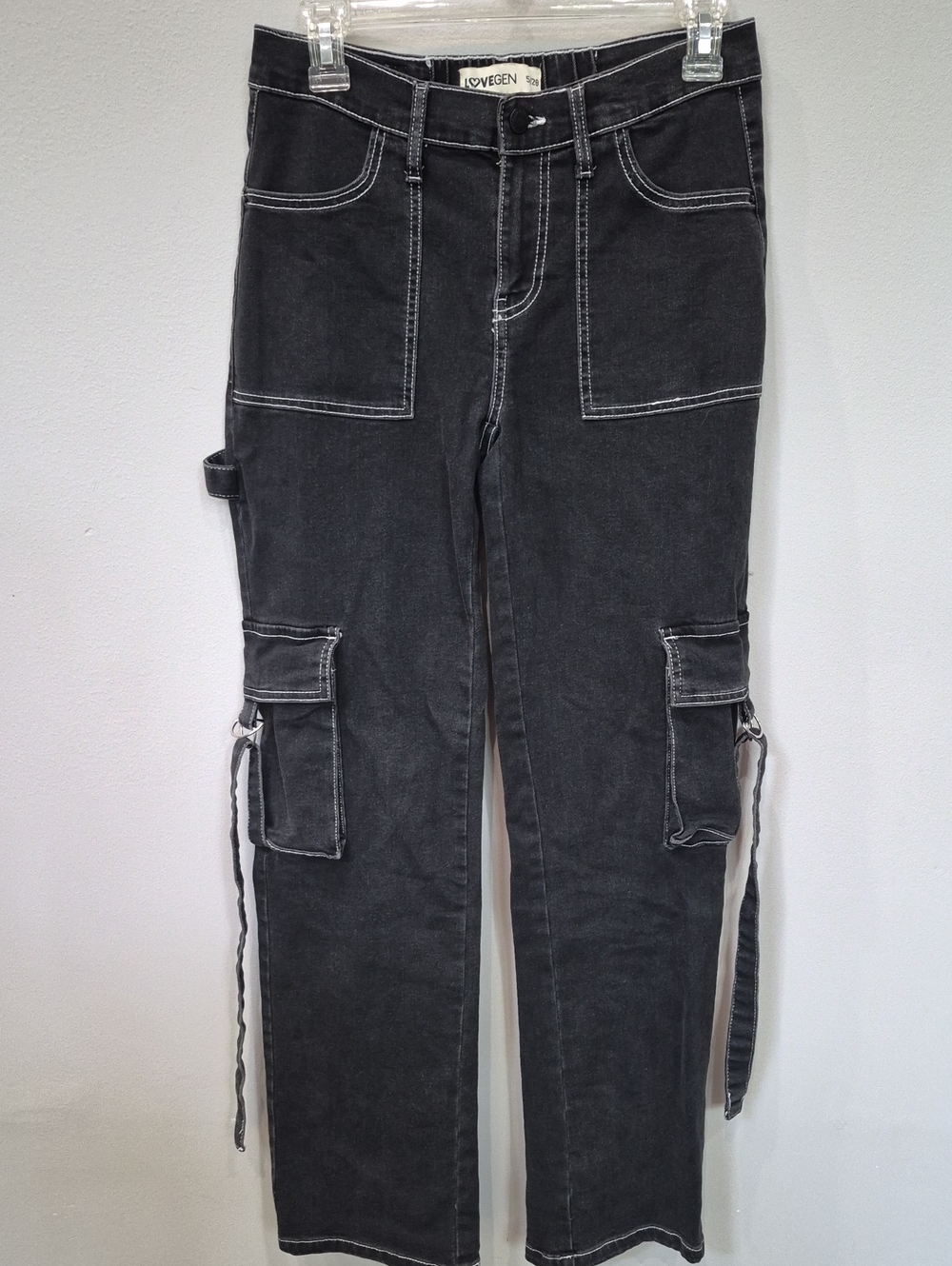 Lovegen Juniors 5 Black Skateboard Cargo Pants Streetwear Goth Punk Grunge